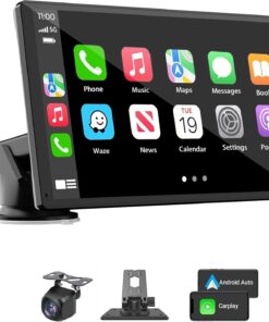 Portable Wireless Carplay Car Stereo, 7" HD Touchscreen for Car with Apple CarPlay & Android Auto with Backup Camera/Mirror Link/Voice Control/Bluetooth/GPS/AUX/FM Satellite Radio for All Vehicles