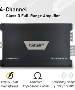 Alternative view of 1200W 4 Channel Car Amplifier Class D - Adjustable Crossover, Bridgeable 400W x 2 @ 4 Ohm, Compact Aluminum Design with RCA and High Level Inputs
