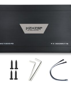 1200W 4 Channel Car Amplifier Class D - Adjustable Crossover, Bridgeable 400W x 2 @ 4 Ohm, Compact Aluminum Design with RCA and High Level Inputs