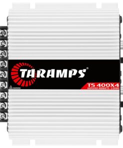 Taramps TS 400x4 2 Ohms White Multichannel Stereo Amplifier 400 Watts Rms, 4 Channels, Full Range, Car Audio Digital 2 Bridged Channel, Crossover High/Low Pass, with RCA and Automatic High Level Input