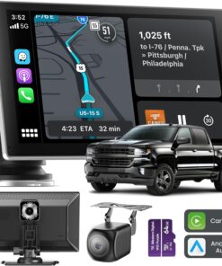 Carplay Screen for Car, 9" Portable Wireless Carplay&Android Auto, 4K Dash Cam,1080P Backup Camera, Car Stereo Audio Receivers for Car, GPS Navigation Mirror Link, Bluetooth,FM, Siri