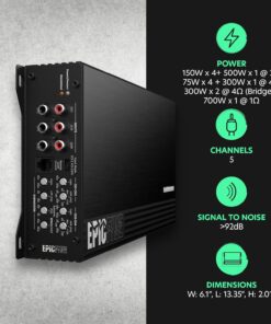 Alternative view of AudioControl EPICFIVE Epic Series 1100 Watt RMS 5-Channel Car Audio Amplifier, Class D, Epic Boost, Subsonic Filter, High-Pass/Low-Pass Filters, ACR-E Remote Bass Knob, Epicenter Link