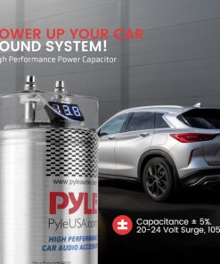 Alternative view of Pyle 5.0 Farad Digital Power Capacitor - High-Performance Car Audio Accessory with Blue Digital Display, Voltage Readout, Over Voltage Protection, Mounting Hardware, DC 12-24V - PLCAPE50